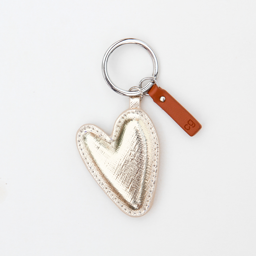 Gold Metallic Heart Shaped Keyring By Caroline Gardner